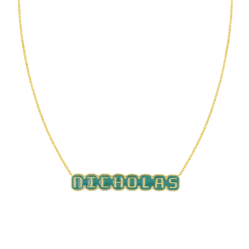 moonstone necklaces for women -Retro Enamel Name Necklace