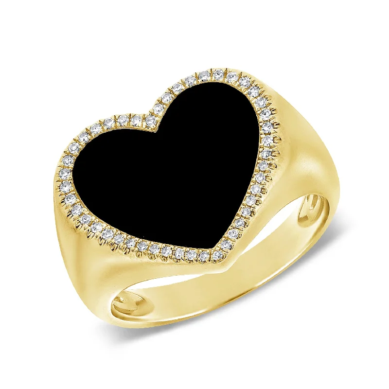 modern promise rings -14K GOLD DIAMOND BLACK AGATE JUMBO HAILEY RING