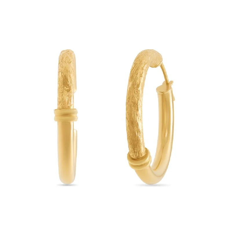 simple hoop earrings for women -Athena Smooth and Texture Hoop Earrings in 9ct Yellow Gold