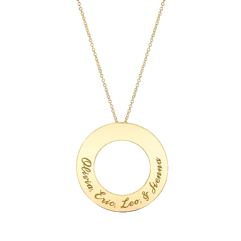 fancy gold necklaces for women -Engraved Circle Disc Necklace