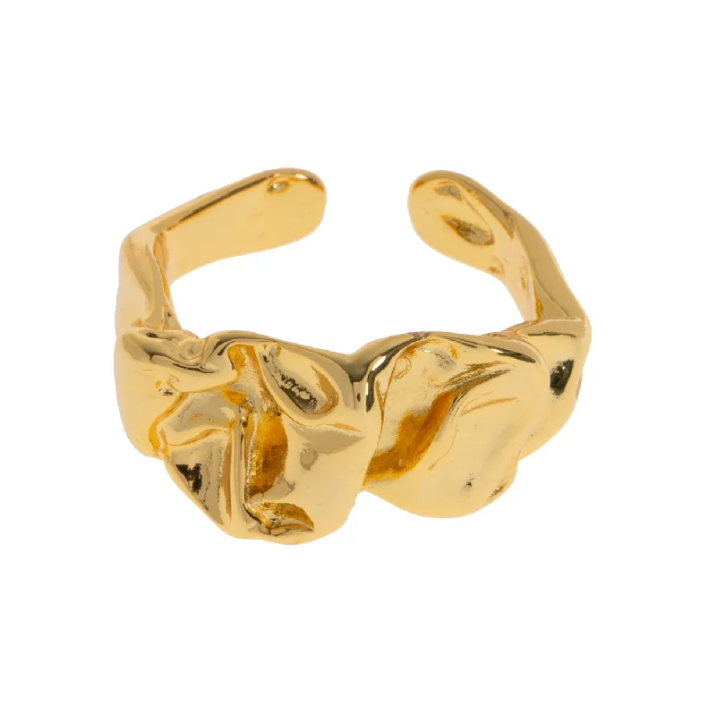 stackable gold rings for women -Elizha - Chunky Adjustable Organic Statement Ring