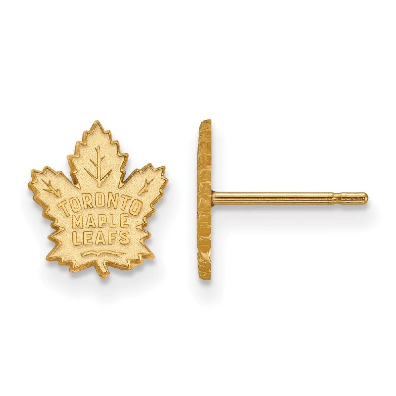 silver earrings for women -14k Yellow Gold NHL Toronto Maple Leafs XS Post Earrings