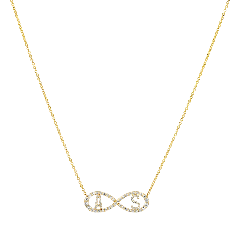 handmade necklaces for women -Diamond Infinity Letter Necklace