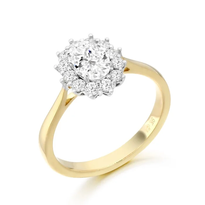 birthstone rings for women -9ct Yellow Gold Lady Di Cz Cluster Ring