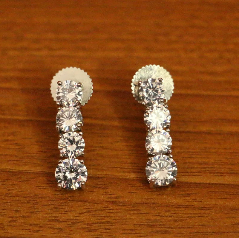 trendy statement earrings for women -Silver Plated Signity Studded Solitaire Look Studs