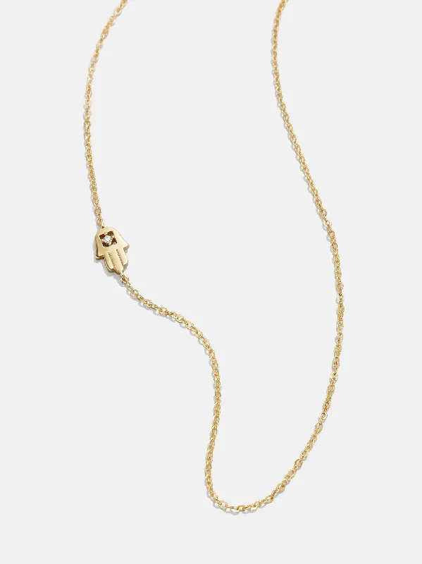 vintage necklaces for women -18K Gold Asymmetrical Hamsa Necklace - Hamsa