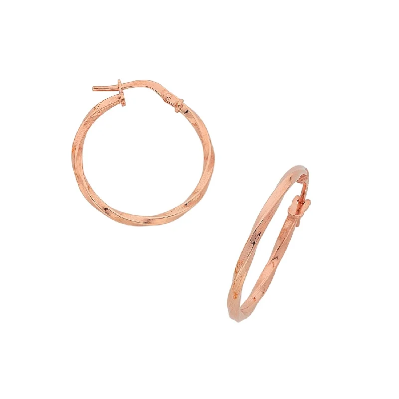 silver dangle earrings for women -9ct Rose Gold Silver Infused Twist Hoop Earrings 50mm