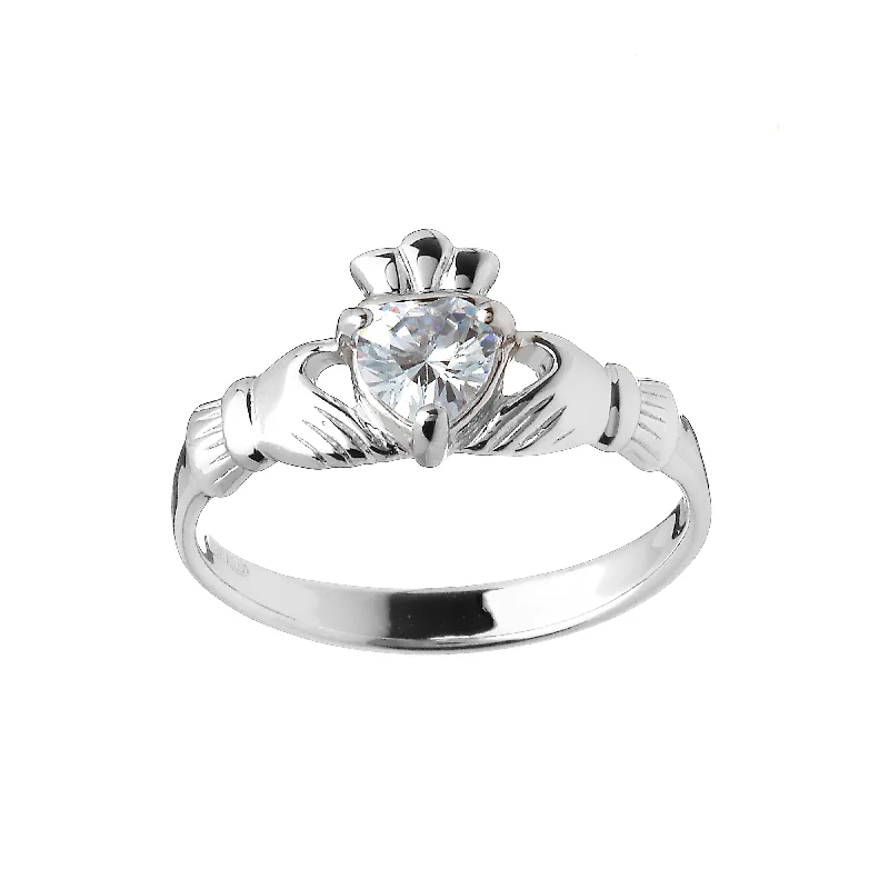 infinity rings for women -Sterling Silver April Claddagh Ring