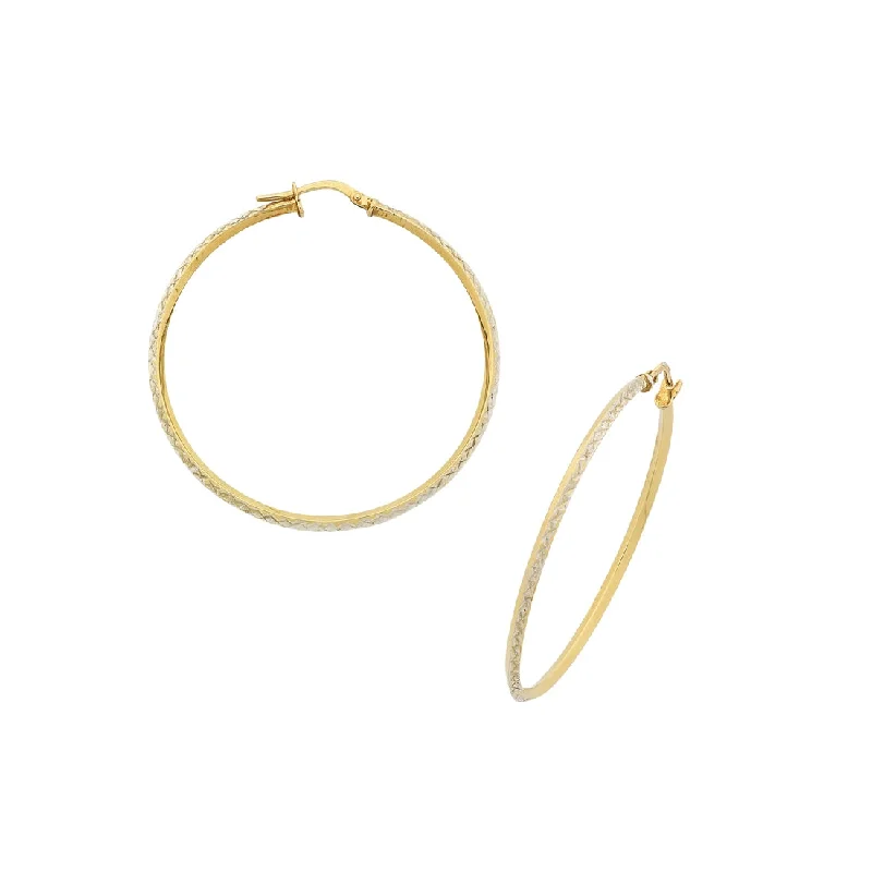 elegant earrings for women -9ct Yellow Gold Silver Infused Hoop Earrings 25mm