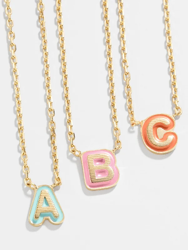 classic gold necklaces for women -18K Gold Enamel Initial Necklace