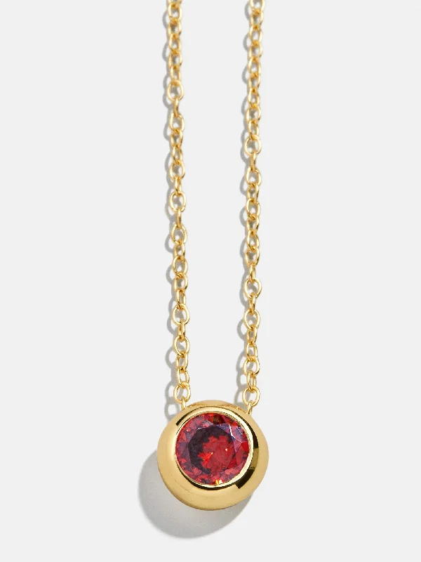 heart necklaces for women -18K Gold Birthstone Pendant Necklace - Garnet