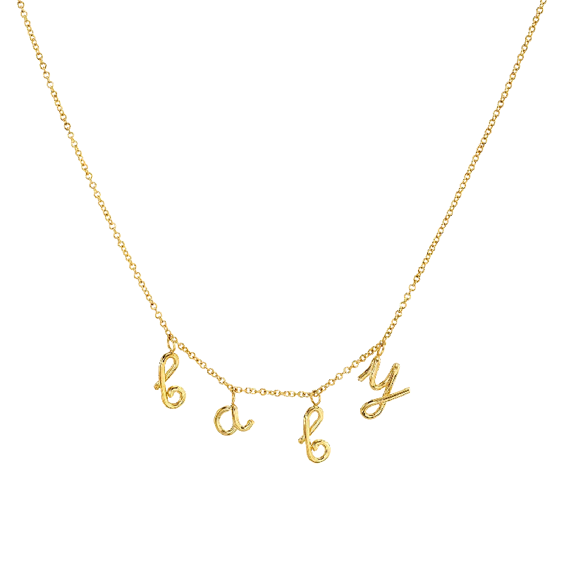 rose gold necklaces for women -Mini Letter Baby Necklace