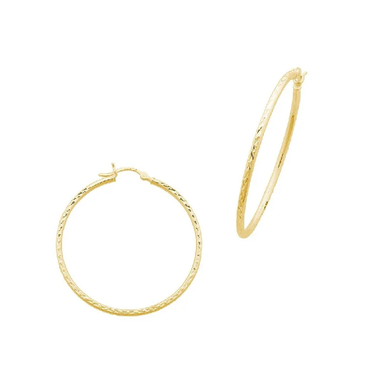 bold gold earrings for women -9ct Yellow Gold Diamond Cut Plain Hoop Earring 15mm