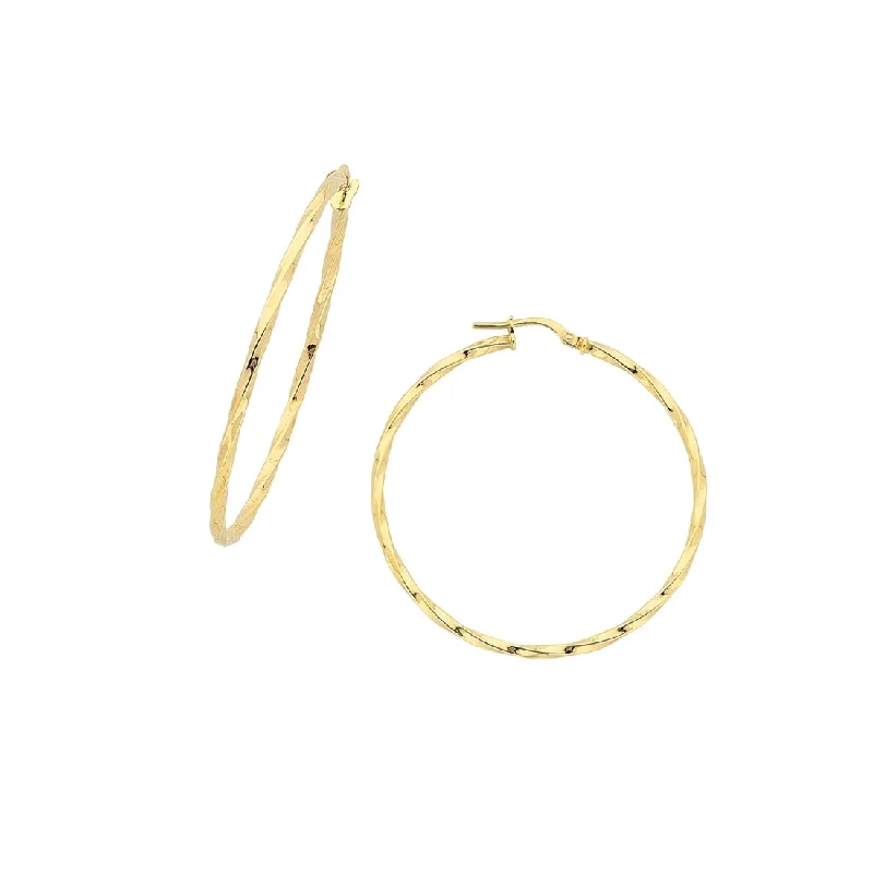 hoop earrings with diamonds -9ct Yellow Gold Silver Infused Twist Hoop Earrings 50mm