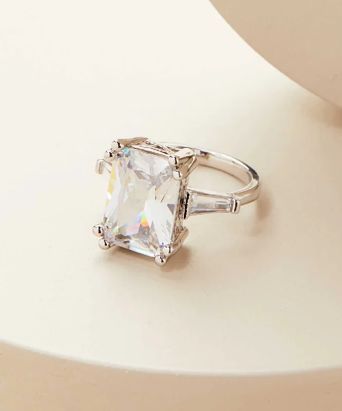 luxury rings for brides -7.00 CTTW Emerald Cut Crystal Ring