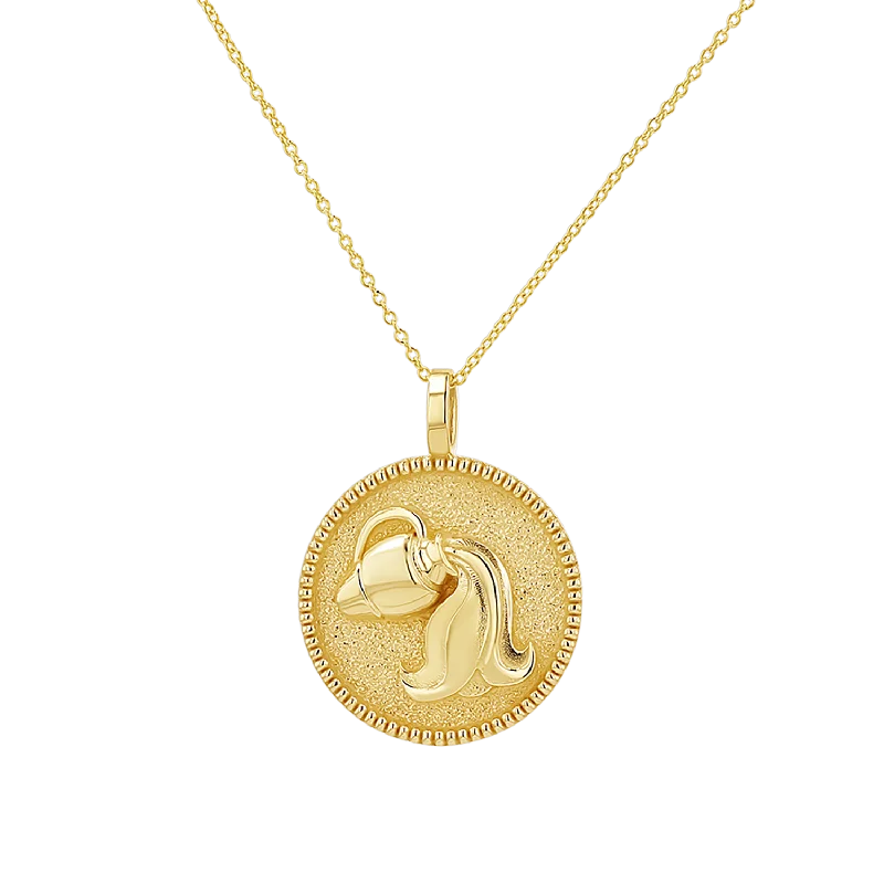 pearl necklaces for women -Zodiac Coin Medallion Necklace