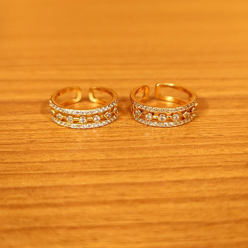 adjustable rings for women -CZ STUDDED GOLD PLATED ADJUSTABLE TOE RING