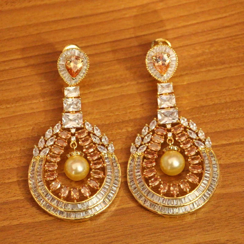 fun earrings for women -Citrine Diamond Look Gold Plated Danglers