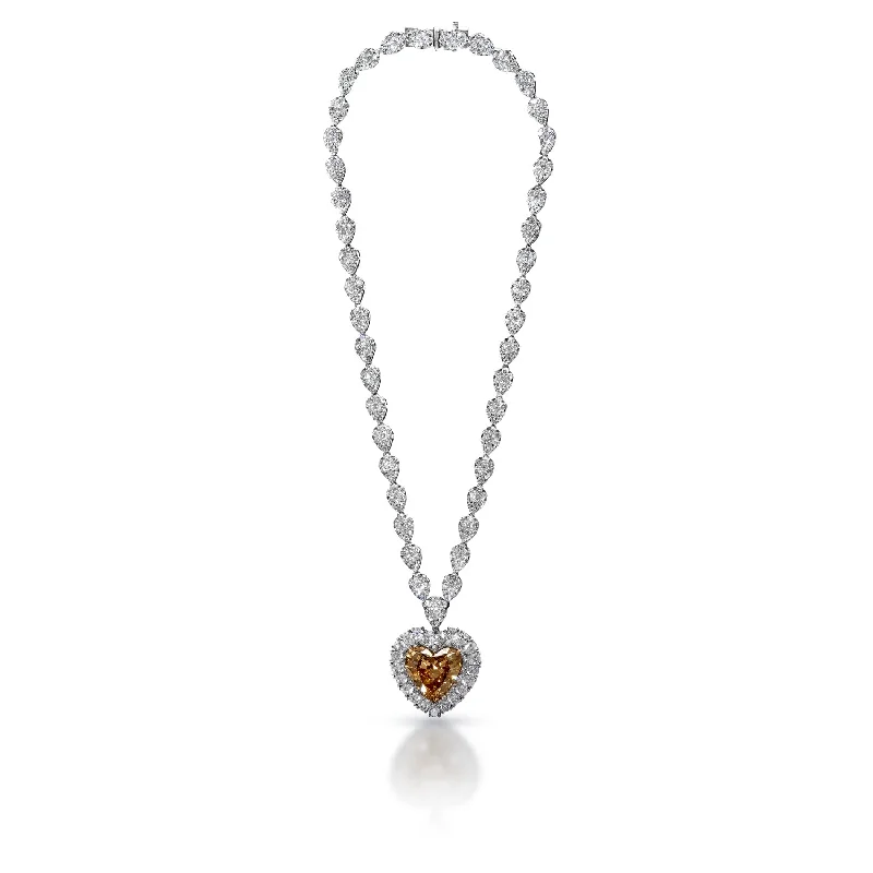 long pendant necklaces for women -Remy 50 Carat Brown Heart Necklace Brilliant Diamond Pendant Necklace in 14k White Gold