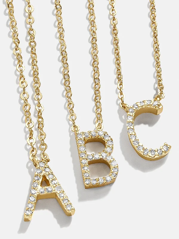 modern gemstone necklaces for women -14K Gold Diamond Initial Necklace