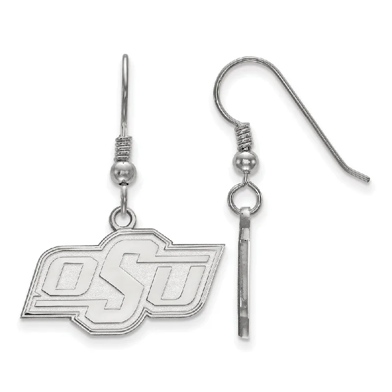 vintage earrings for women -Sterling Silver Oklahoma State University Small Dangle Earrings