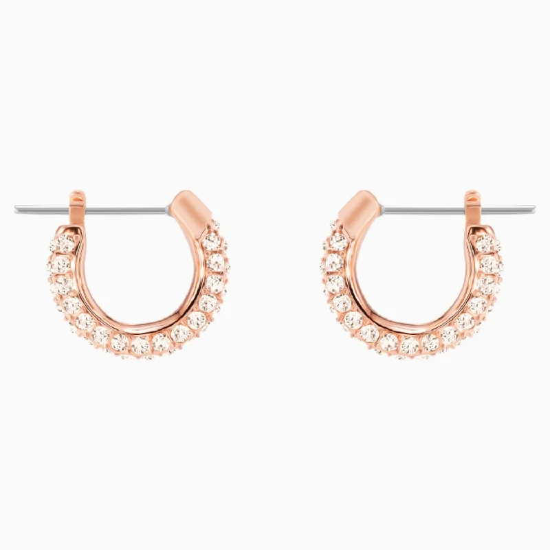 luxurious pearl drop earrings -Swarovski Stone Set Small Hoop Earrings