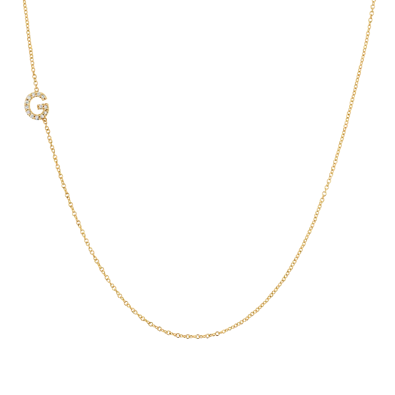 heart necklaces for women -Diamond Asymmetrical Initial Necklace