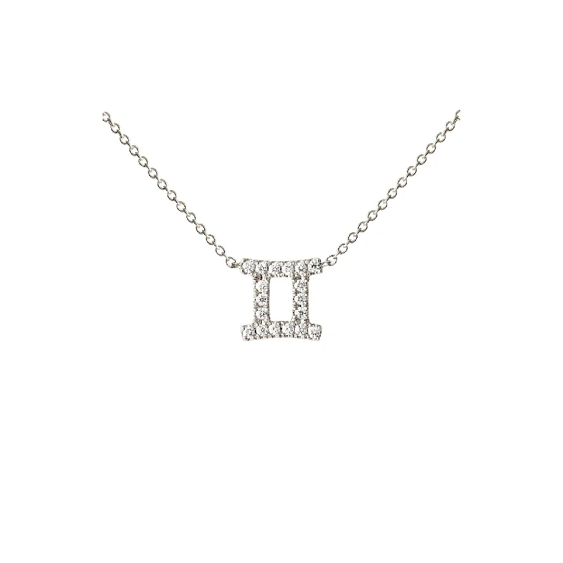 double chain necklaces for women -Petit Sign Gemini 18K Whitegold Necklace w. Diamonds