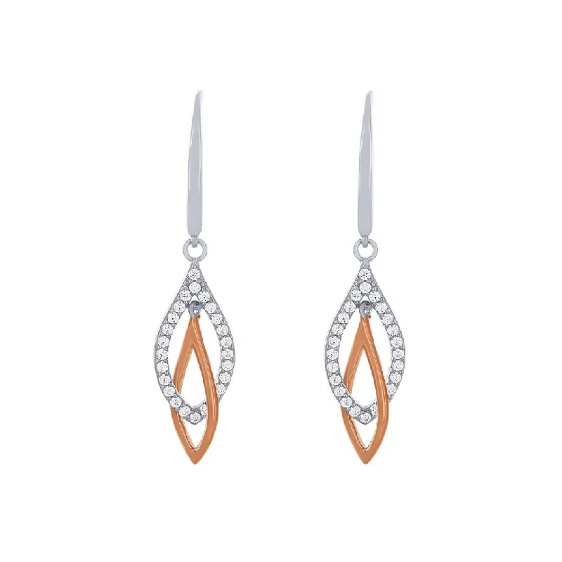 silver hoop earrings for women -Drop Hook Earrings with Cubic Zirconia in Sterling Silver