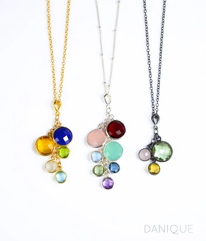 luxury necklaces for women -Grandmother Pendant Necklace with Children & Grandchildren Birthstones