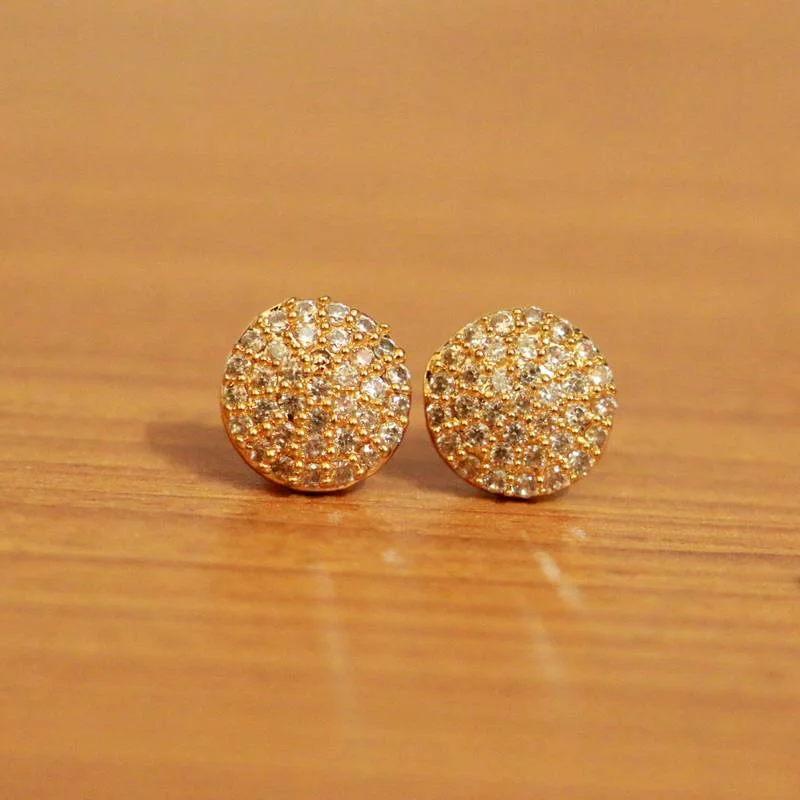 fun earrings for women -Yellow Gold Plated Zirconia Studded Studs