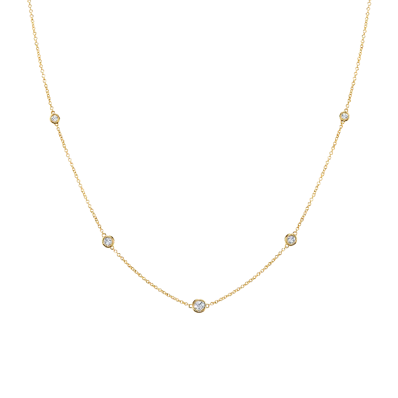 delicate diamond necklaces for women -Diamond Bezel Strand Necklace