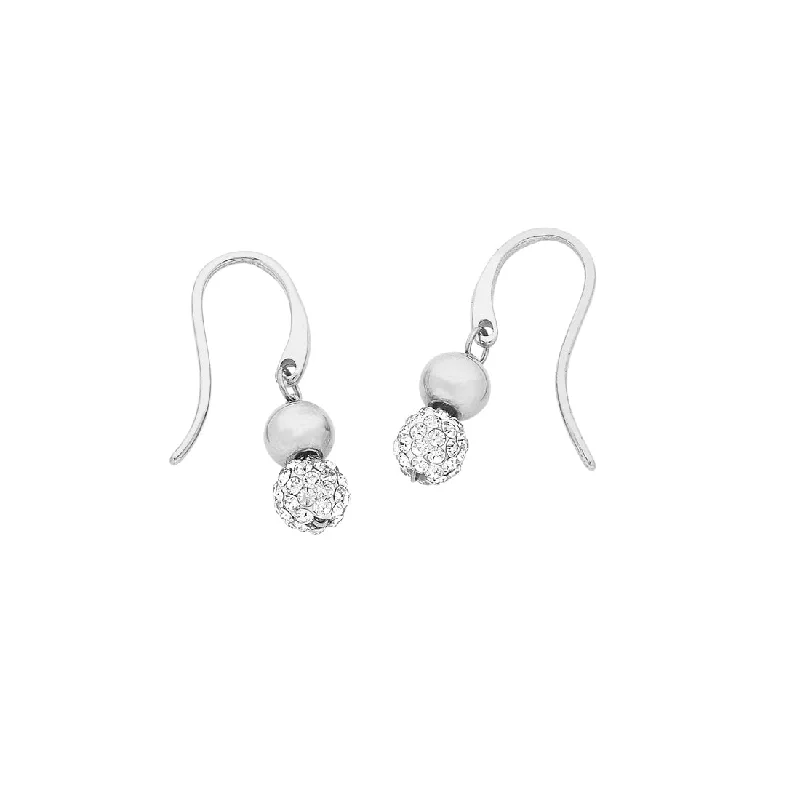 romantic earrings for women -Stainless Steel Sparkle Ball Drop Earrings