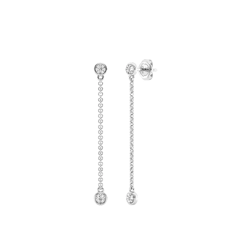 chandelier earrings for women -Mirage Drop Earrings with 0.10ct of Laboratory Grown Diamonds in Sterling Silver and Platinum