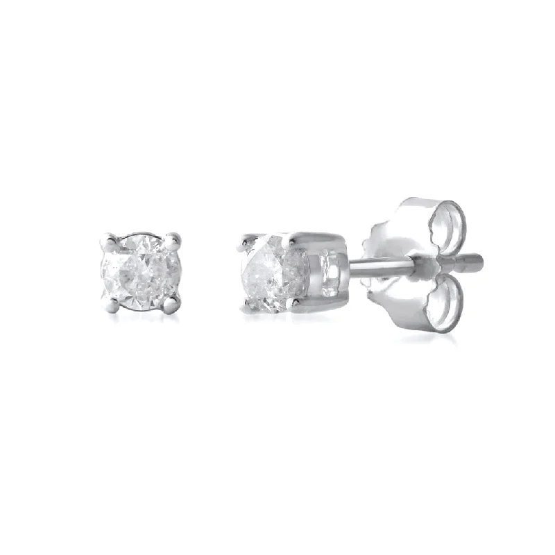 crystal drop earrings for women -9ct White Gold 0.33ct Diamond Stud Earrings