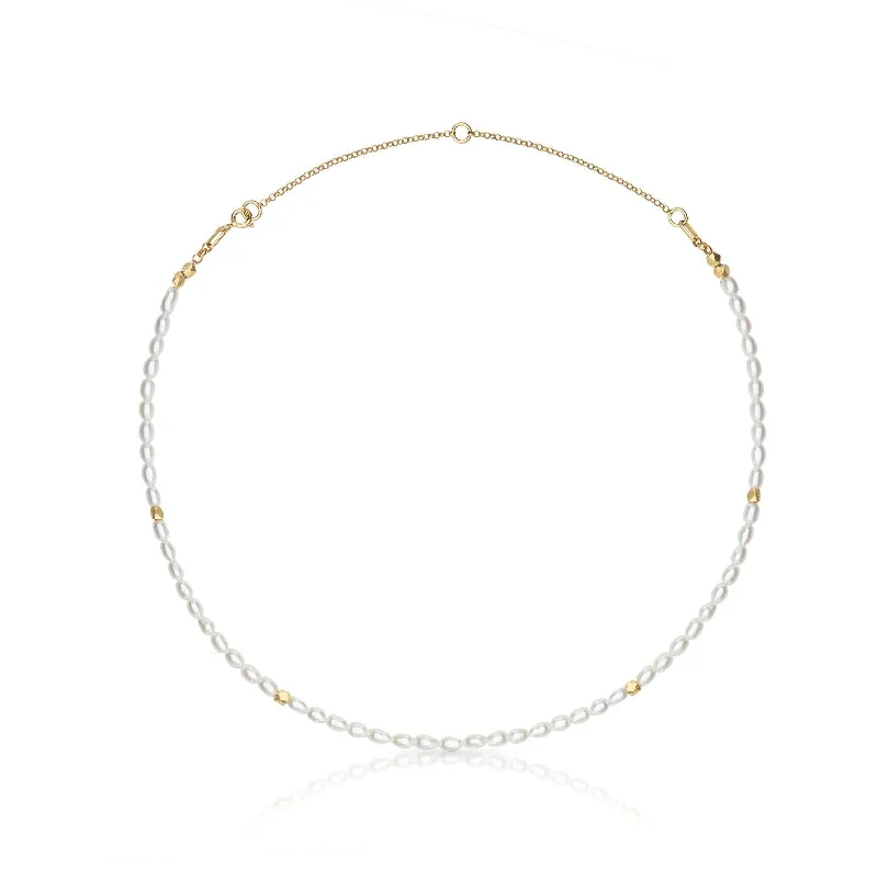 zodiac necklaces for women -Macarelleta 18K Gold Plated Necklace w. Pearls