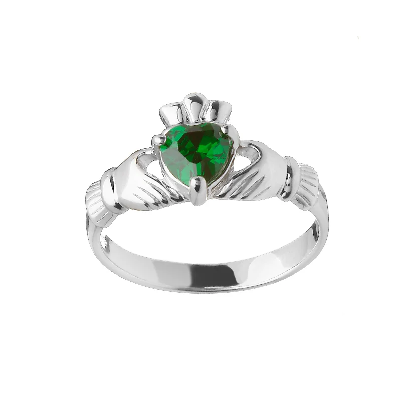 twisted rings for women -Sterling Silver May Birthstone Claddagh Ring