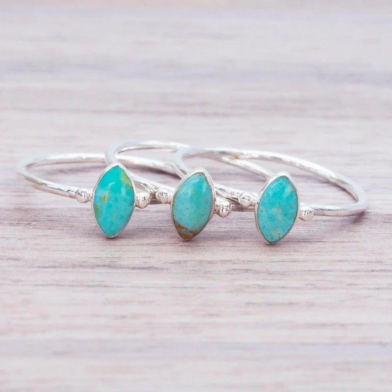 custom gold rings -Dainty Turquoise Ring