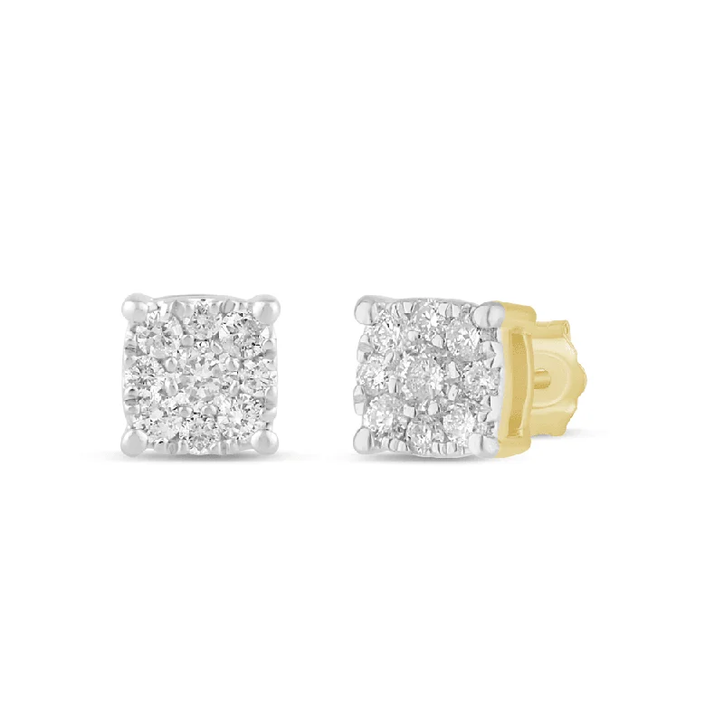 butterfly earrings for women -Composite Stud Earrings with 0.10ct of Diamonds in 9ct Yellow Gold