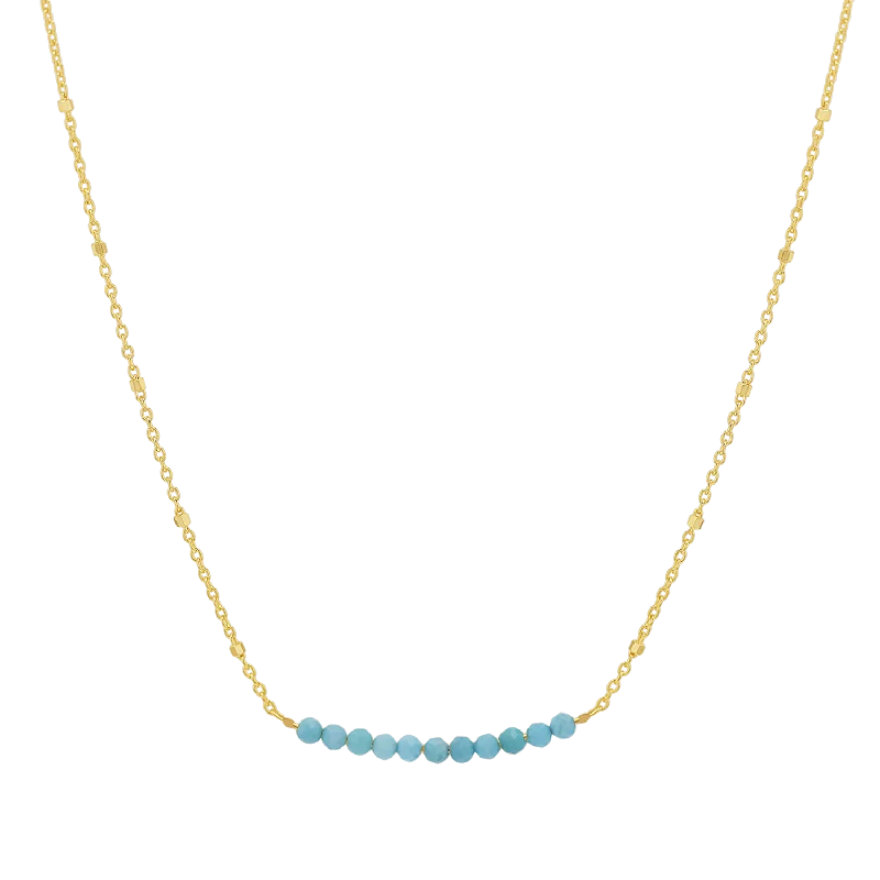 gemstone necklaces with gold chain -Turquoise Bead Bar Necklace