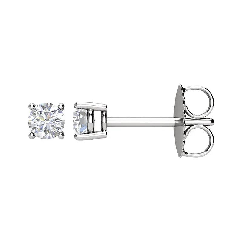 geometric earrings for women -Platinum 3.2mm Round 1/4 CTW (G-H,SI2-SI3) Diamond Basket Style Studs