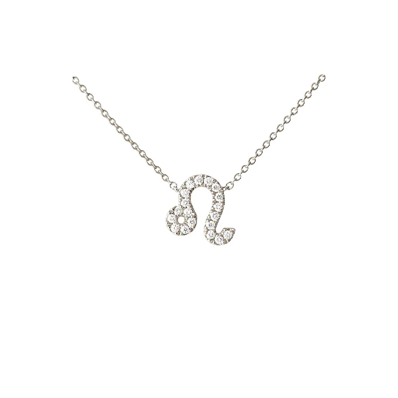 heart-shaped pendant necklaces for women -Petit Sign Leo 18K Whitegold Necklace w. Diamonds