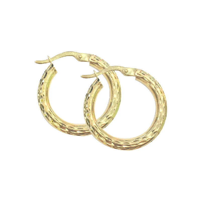 evening drop earrings for women -9ct Yellow Gold Silver Infused Thick Hoop Earrings