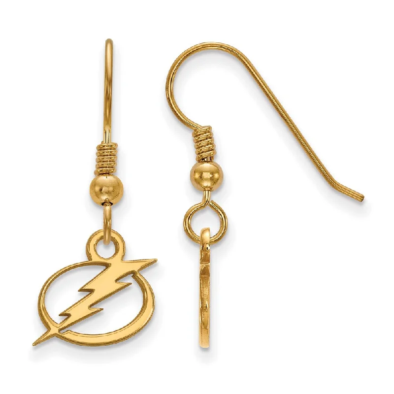 modern earrings for women -SS 14k Yellow Gold Plated NHL Tampa Bay Lightning XS Dangle Earrings