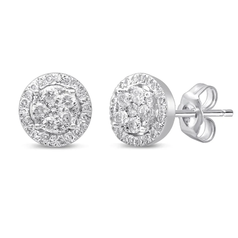 crystal drop earrings for women -Diamond Earrings with 1/3ct of Diamonds in 9ct White Gold