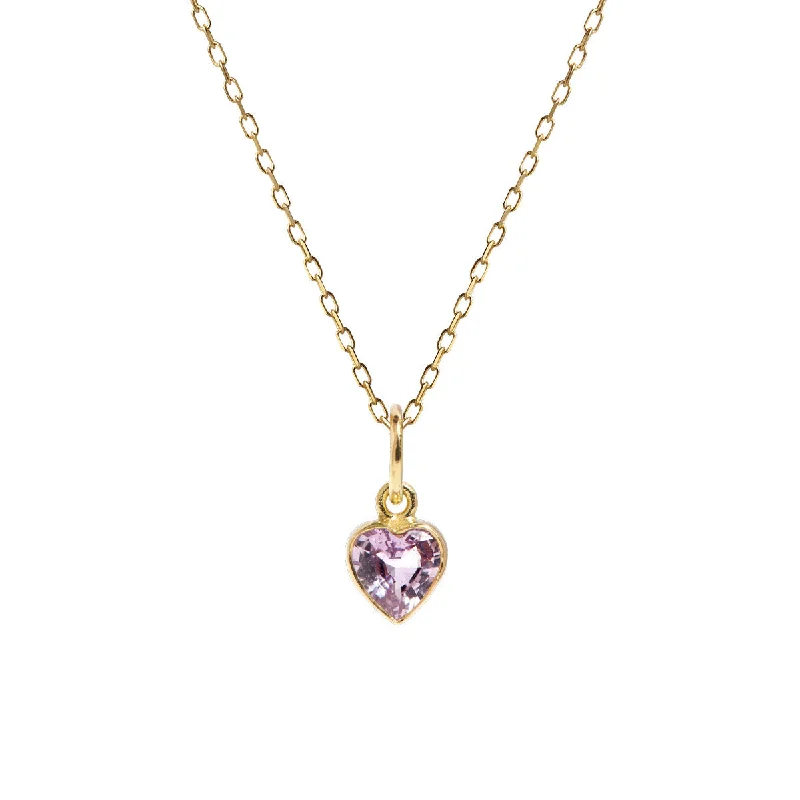 silver chain necklaces for women -Heart Pink 18K Gold Necklace w. Sapphire