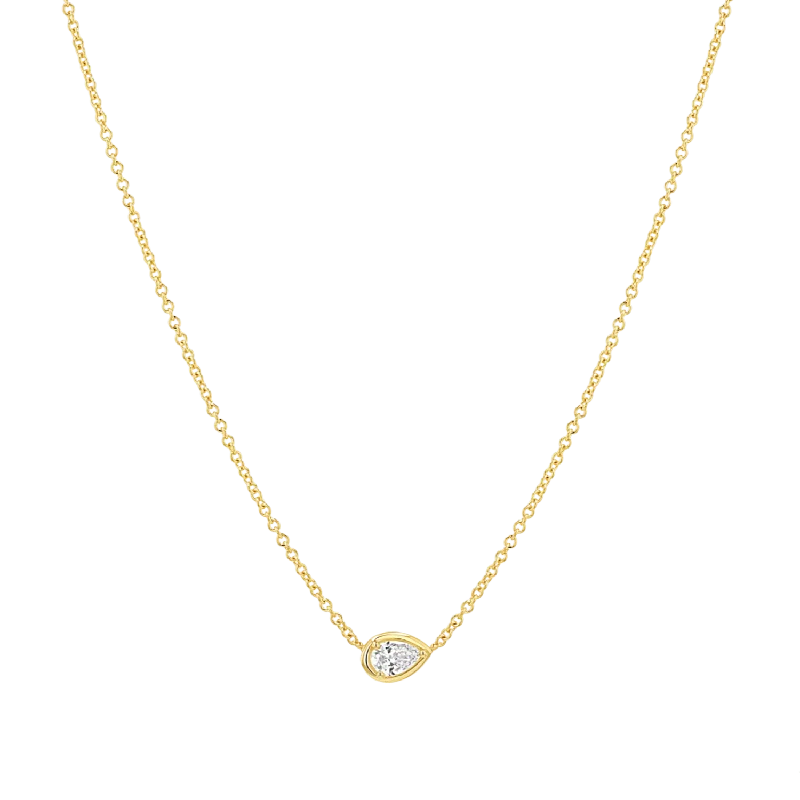 bohemian style necklaces for women -Pear Diamond Solitaire Necklace