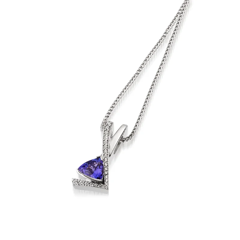 wedding pendant necklaces for women -Pinnacle Gemstone Pendant Necklace with Pave Diamonds