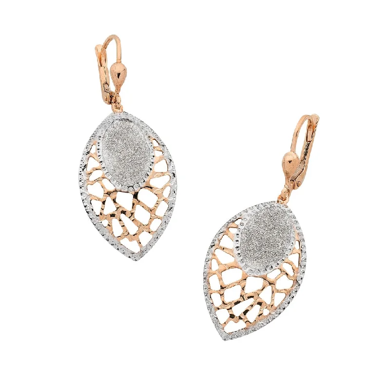 rhinestone earrings for women -9ct Rose Gold Silver Infused Stardust Filgiree Drop Earrings