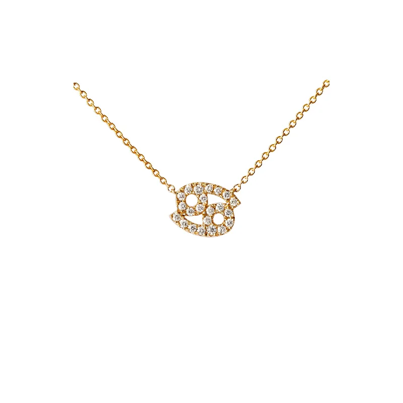 geometric necklaces for women -Petit Sign Cancer 18K Gold Necklace w. Diamonds